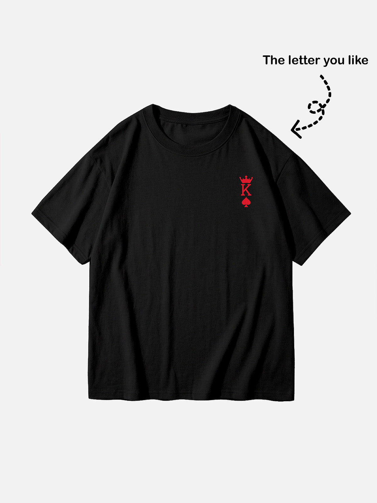 Custom King or Queen Letter Cotton Short Sleeve T-Shirt (Sold Individually) Eleven Oasis