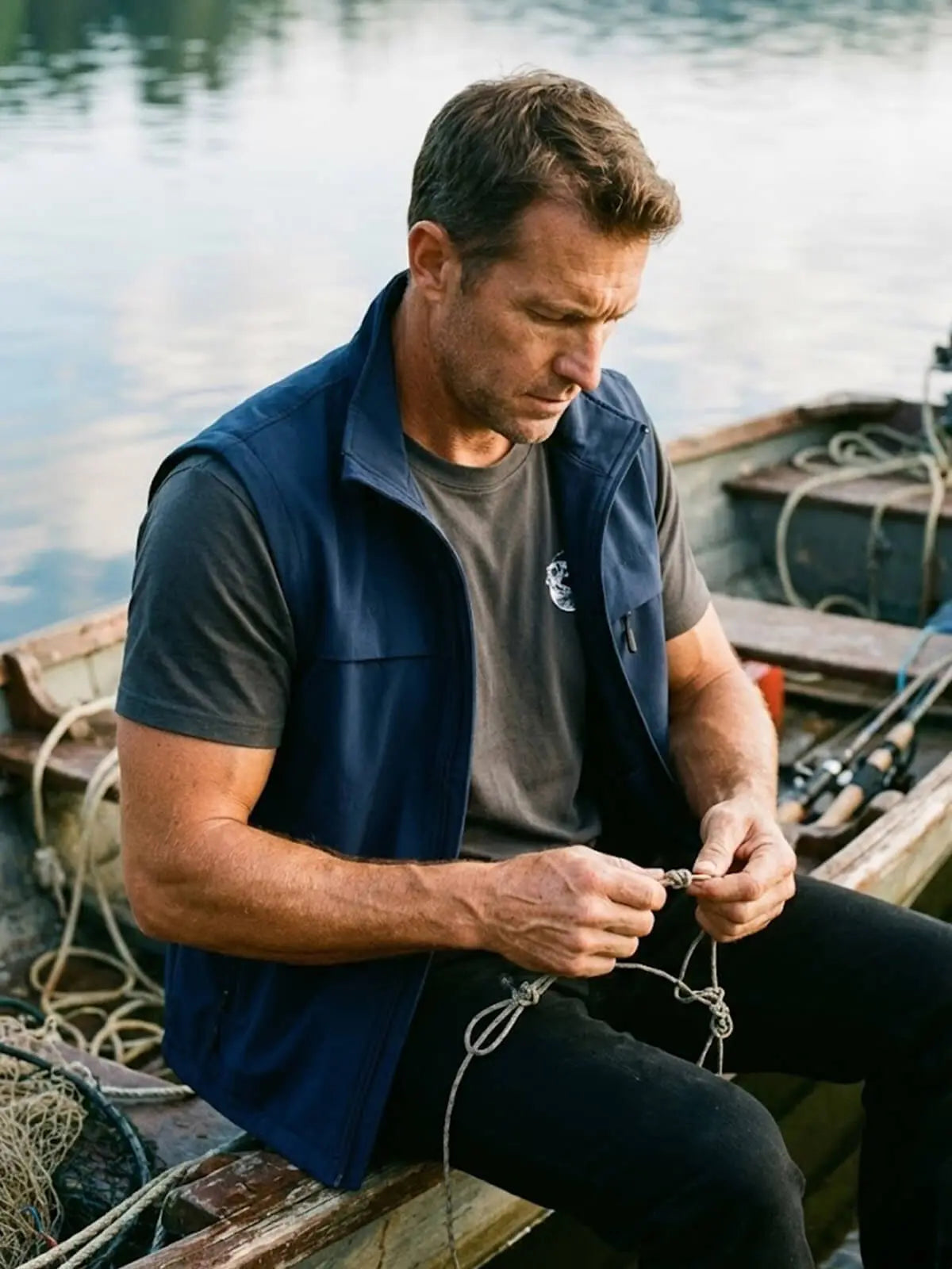 Life Is Good Fishing Crest Cotton T-Shirt Eleven Oasis