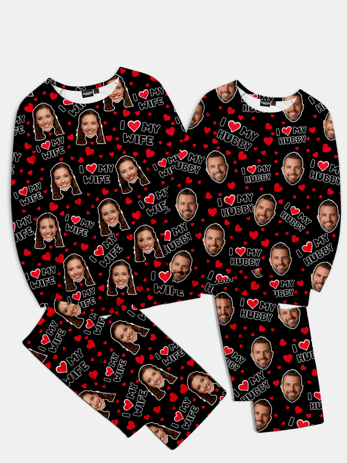 Custom Couples Pajama Set – I Heart My Wife / I Heart My Hubby (Sold individually) Eleven Oasis