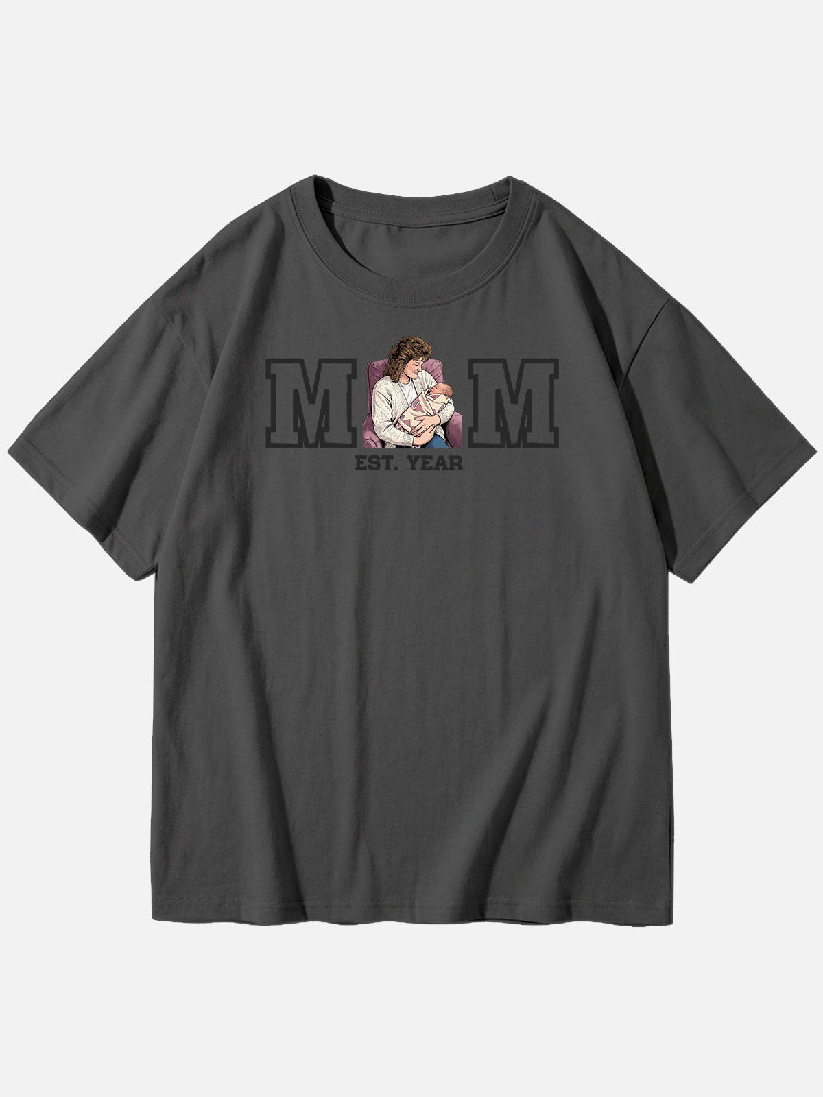Custom Mom Illustration Cotton Short Sleeve T-Shirt Eleven Oasis