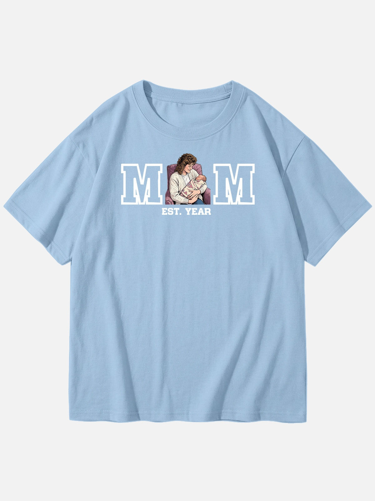 Custom Mom Illustration Cotton Short Sleeve T-Shirt Eleven Oasis
