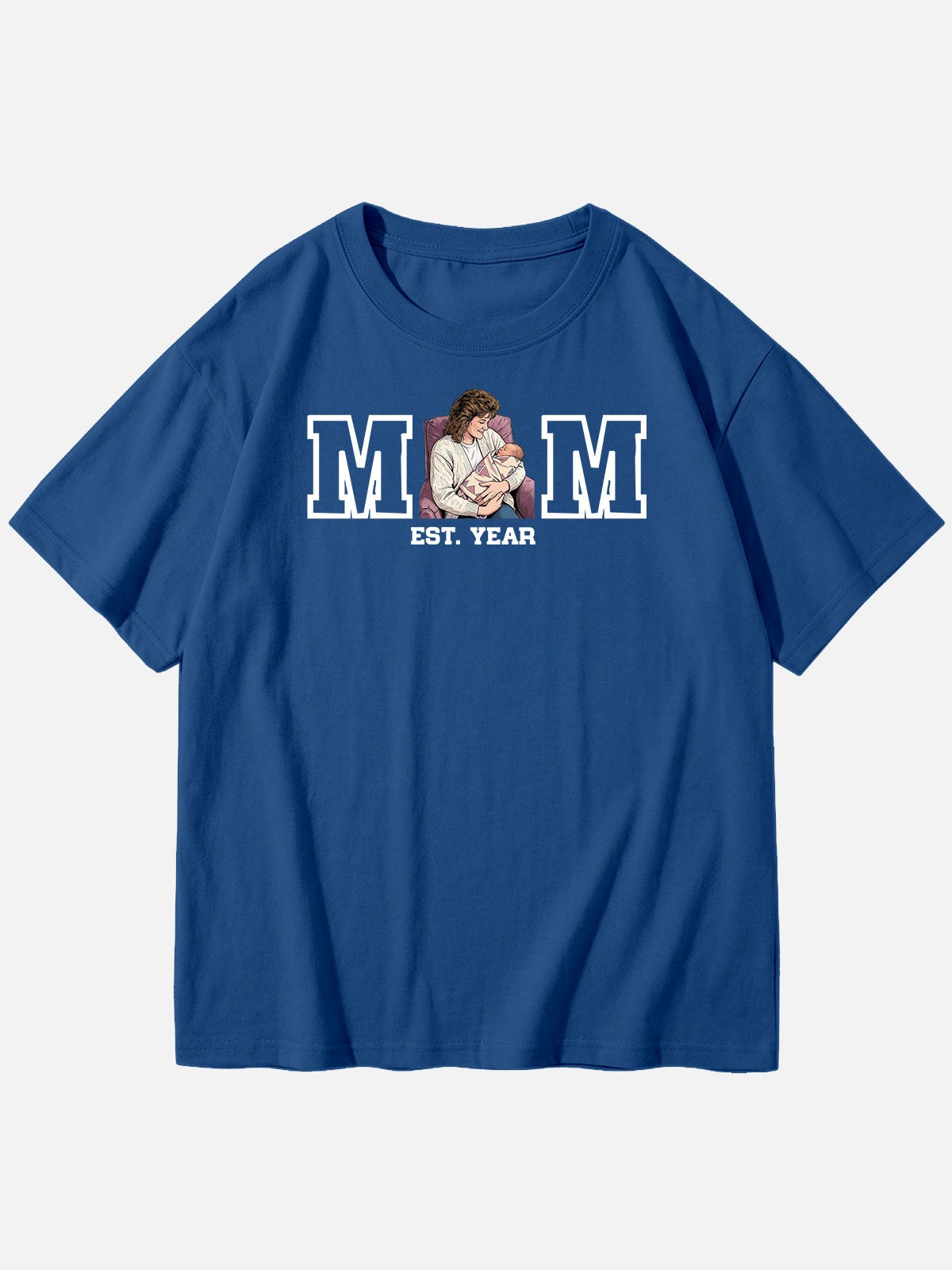 Custom Mom Illustration Cotton Short Sleeve T-Shirt Eleven Oasis