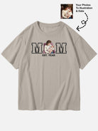 Custom Mom Illustration Cotton Short Sleeve T-Shirt Eleven Oasis