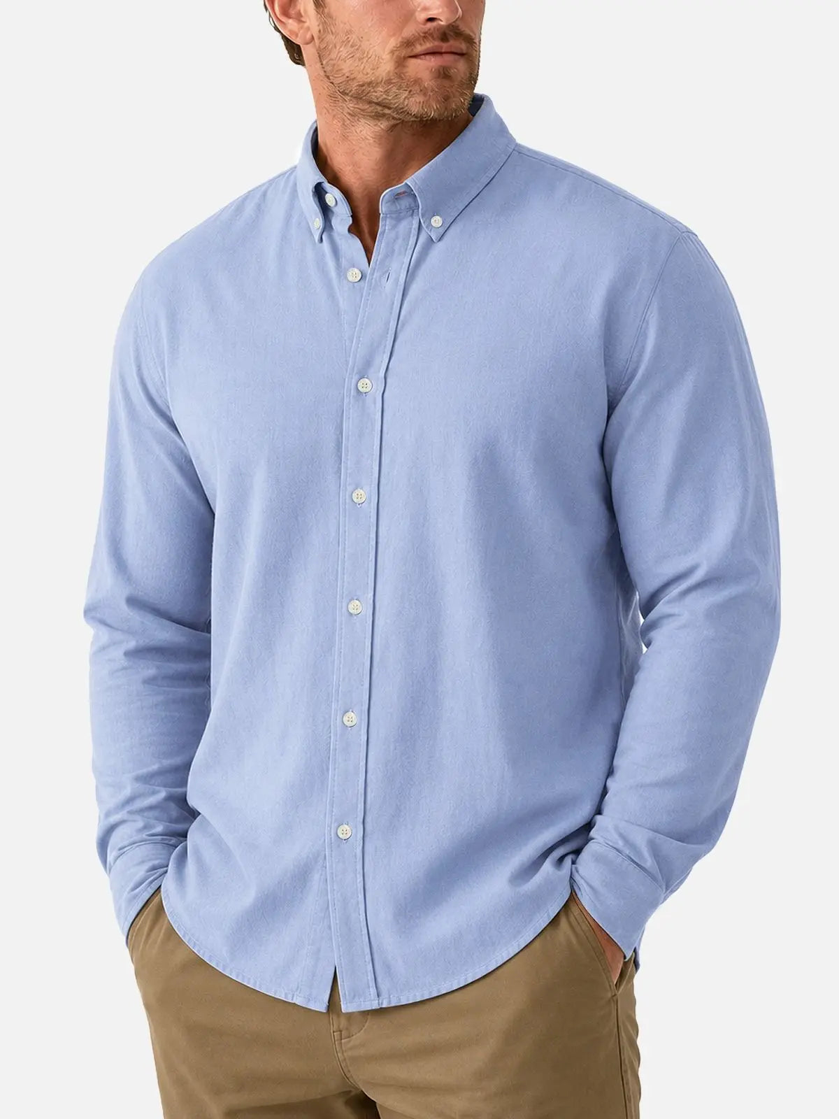 Men's 100% Cotton Button Down Long Sleeve Shirt ElevenOasis