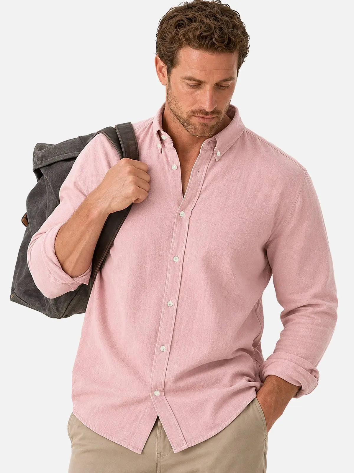 Men's 100% Cotton Button Down Long Sleeve Shirt ElevenOasis