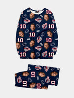 Custom Football Team & Face Pajama Set - New England Navy & Red Eleven Oasis