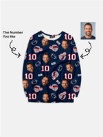 Custom Football Team & Face Pajama Set - New England Navy & Red Eleven Oasis