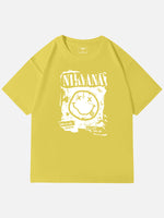 Nirvana Smiley Distressed Graphic Cotton T-Shirt Eleven Oasis