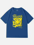 Nirvana Smiley Distressed Graphic Cotton T-Shirt Eleven Oasis