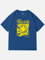 Nirvana Smiley Distressed Graphic Cotton T-Shirt Eleven Oasis