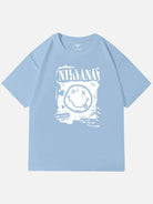 Nirvana Smiley Distressed Graphic Cotton T-Shirt Eleven Oasis