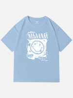 Nirvana Smiley Distressed Graphic Cotton T-Shirt Eleven Oasis