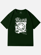 Nirvana Smiley Distressed Graphic Cotton T-Shirt Eleven Oasis