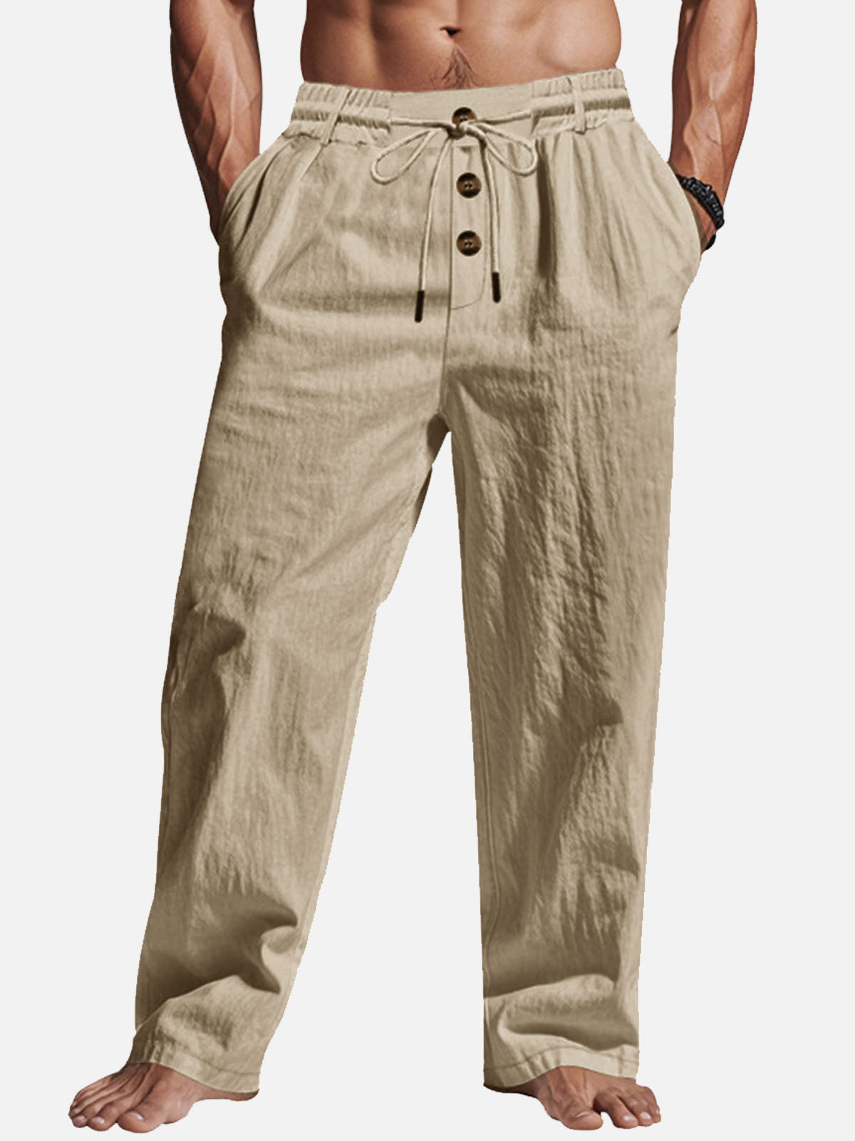 Men's Linen Blend Wide Leg Lounge Pants Eleven Oasis