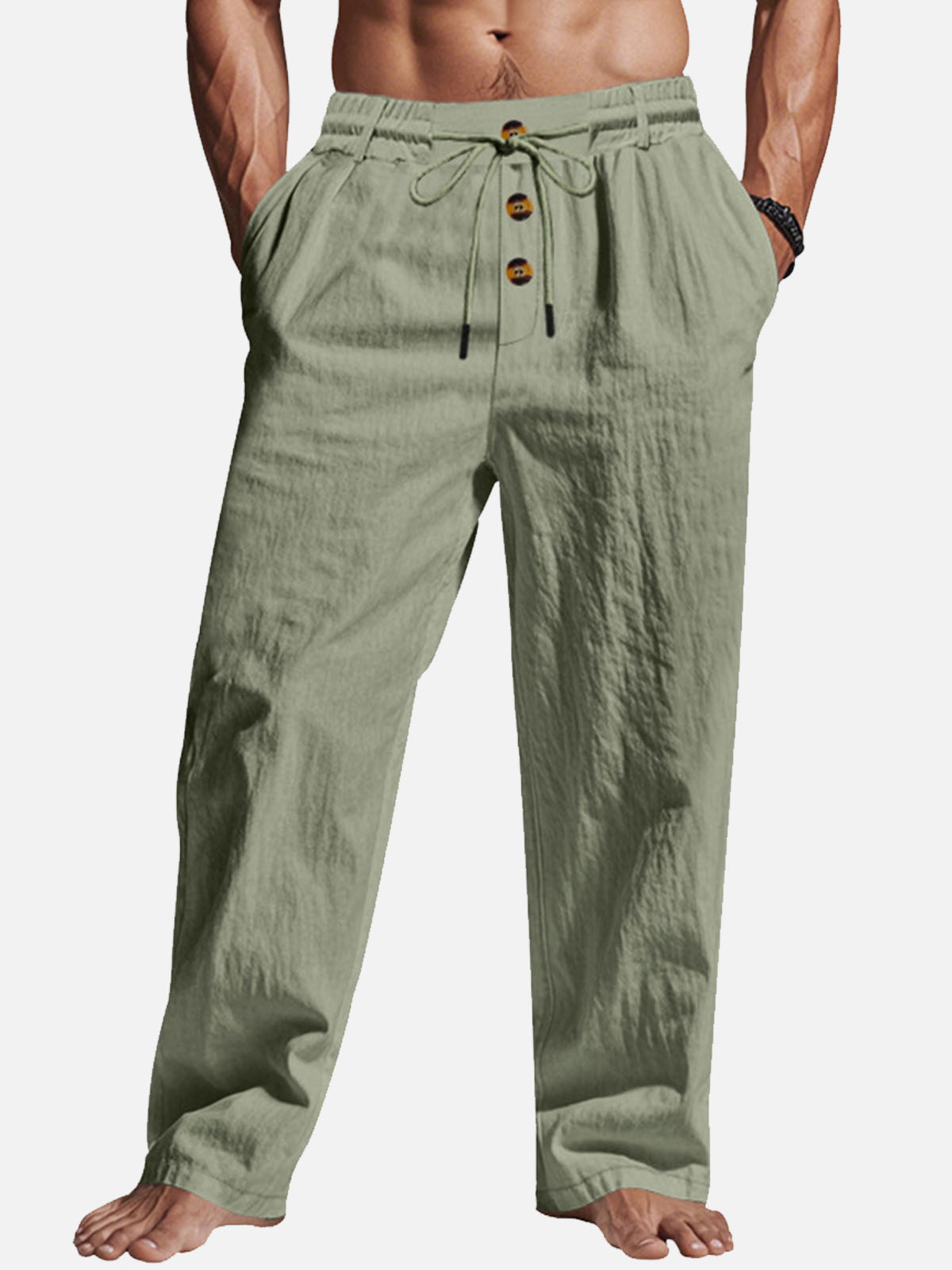 Men's Linen Blend Wide Leg Lounge Pants ElevenOasis