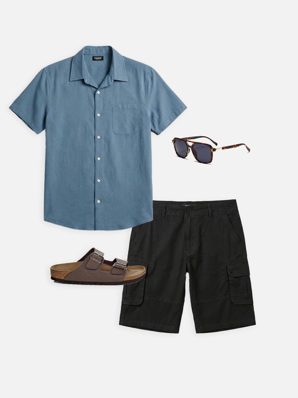 Men's Classic Solid Button Down Short Sleeve Shirt Eleven Oasis