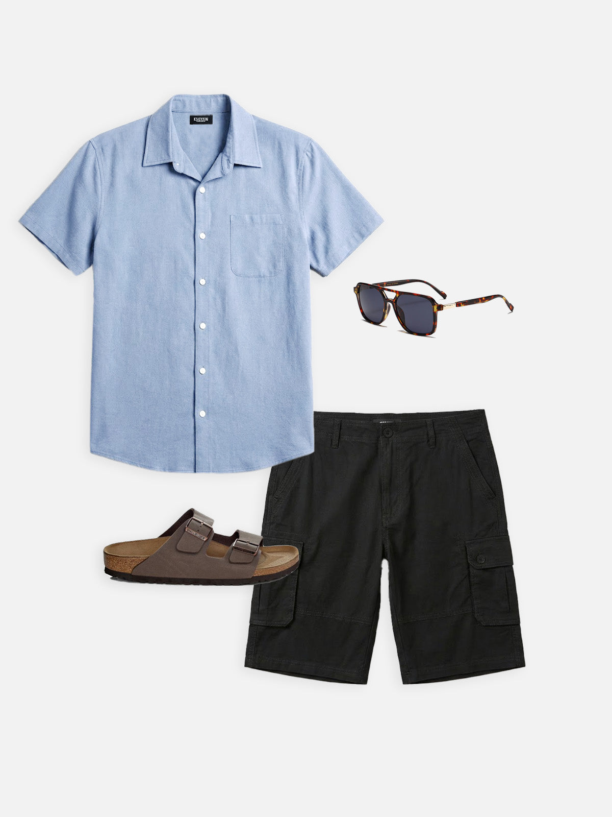 Men's Classic Solid Button Down Short Sleeve Shirt Eleven Oasis