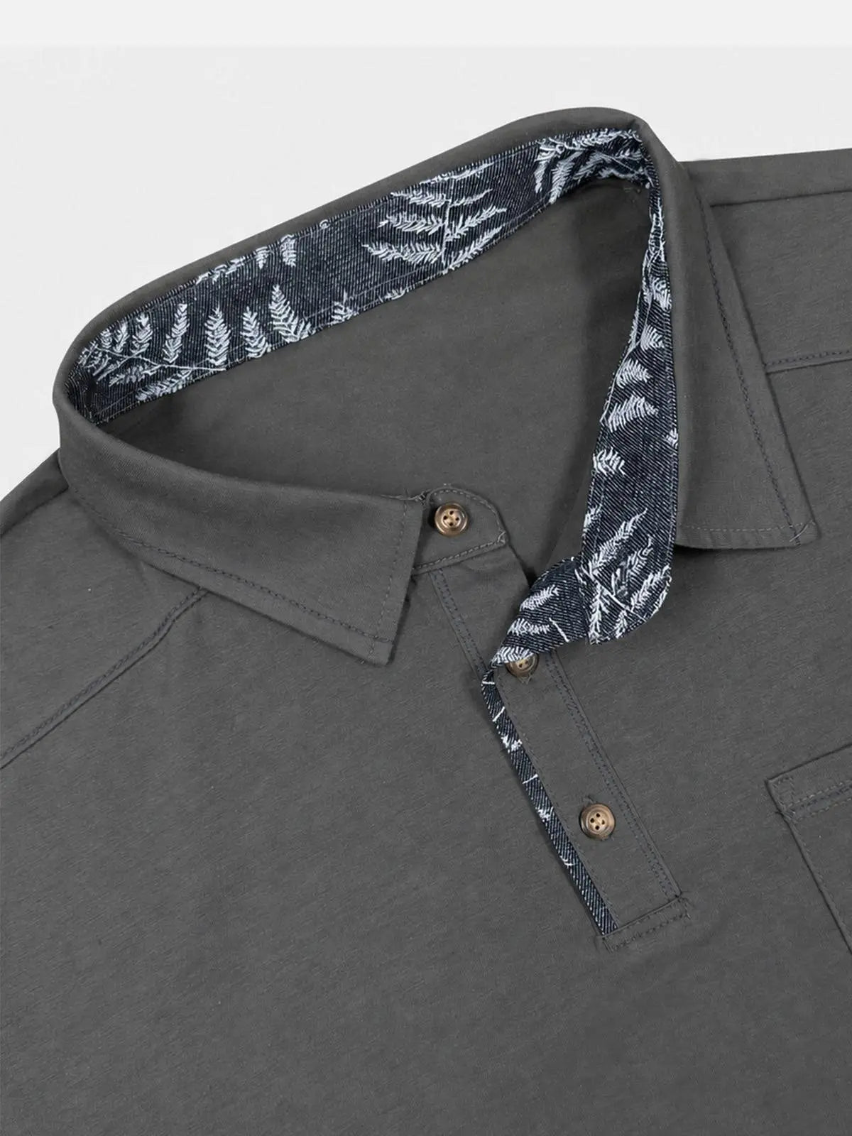 Men's Contrast Trim Pocket Long Sleeve Polo Shirt Eleven Oasis