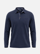 Men's Contrast Trim Pocket Long Sleeve Polo Shirt Eleven Oasis