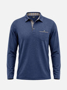 Men's Striped Trim Pocket Long Sleeve Polo Shirt Eleven Oasis