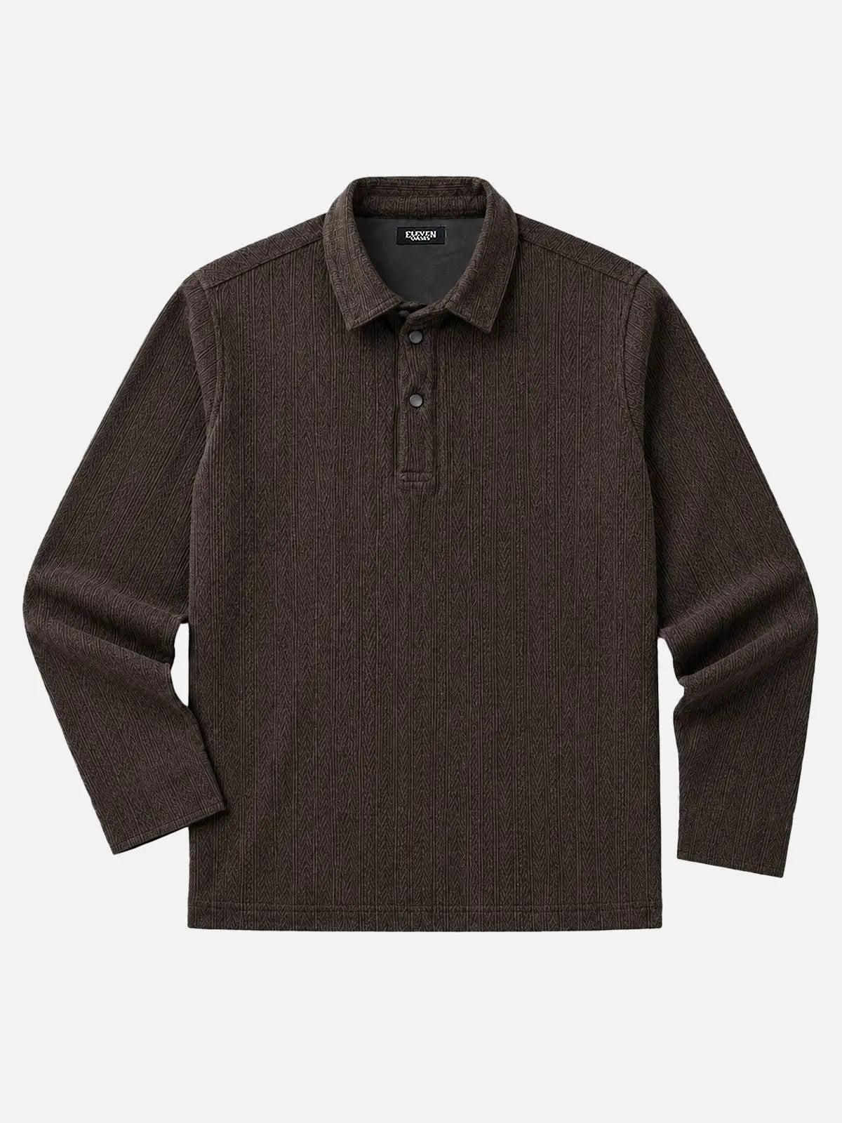 Men's Vertical Textured Regular Fit Long Sleeve Polo Shirt