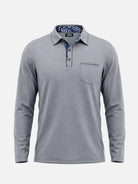 Men's Contrast Trim Pocket Long Sleeve Polo Shirt Eleven Oasis
