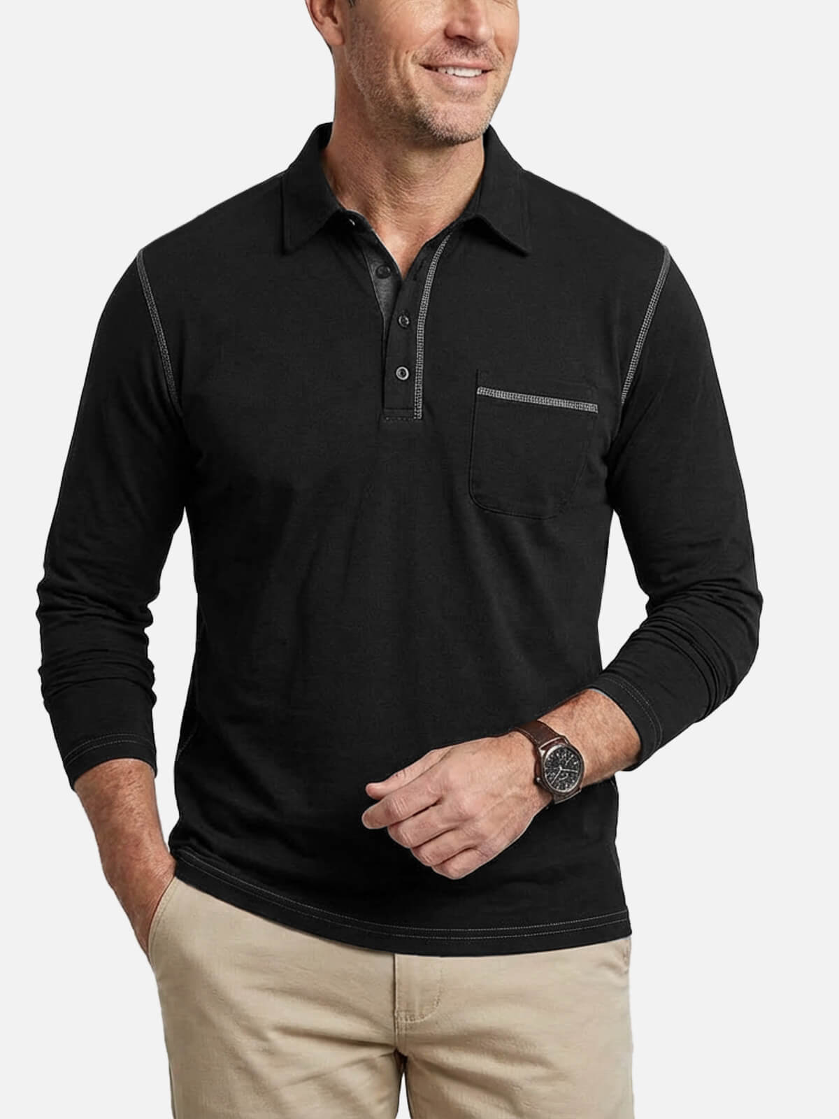 Men's Classic Long Sleeve Polo Shirt Eleven Oasis