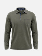 Men's Contrast Trim Pocket Long Sleeve Polo Shirt Eleven Oasis