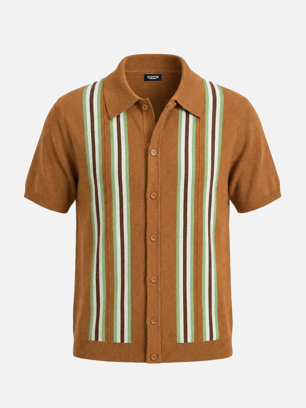 Men's Retro Multi-Stripe Short Sleeve Knit Shirt Eleven Oasis
