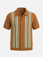 Men's Retro Multi-Stripe Short Sleeve Knit Shirt Eleven Oasis