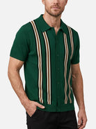 Men's Retro Multi-Stripe Short Sleeve Knit Shirt Eleven Oasis