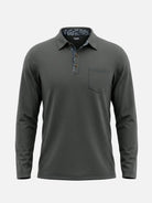 Men's Contrast Trim Pocket Long Sleeve Polo Shirt Eleven Oasis