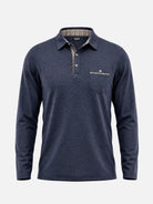 Men's Striped Trim Pocket Long Sleeve Polo Shirt Eleven Oasis