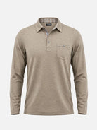 Men's Striped Trim Pocket Long Sleeve Polo Shirt Eleven Oasis