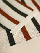 Men's Cream Rust & Olive Stripe Knit Short Sleeve Polo Shirt Eleven Oasis
