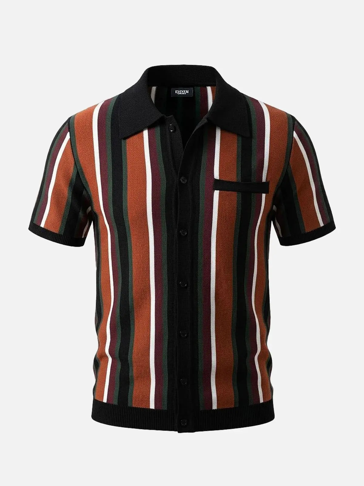 Men's Mid-Century Stripe Pocket Short Sleeve Knit Shirt Eleven Oasis