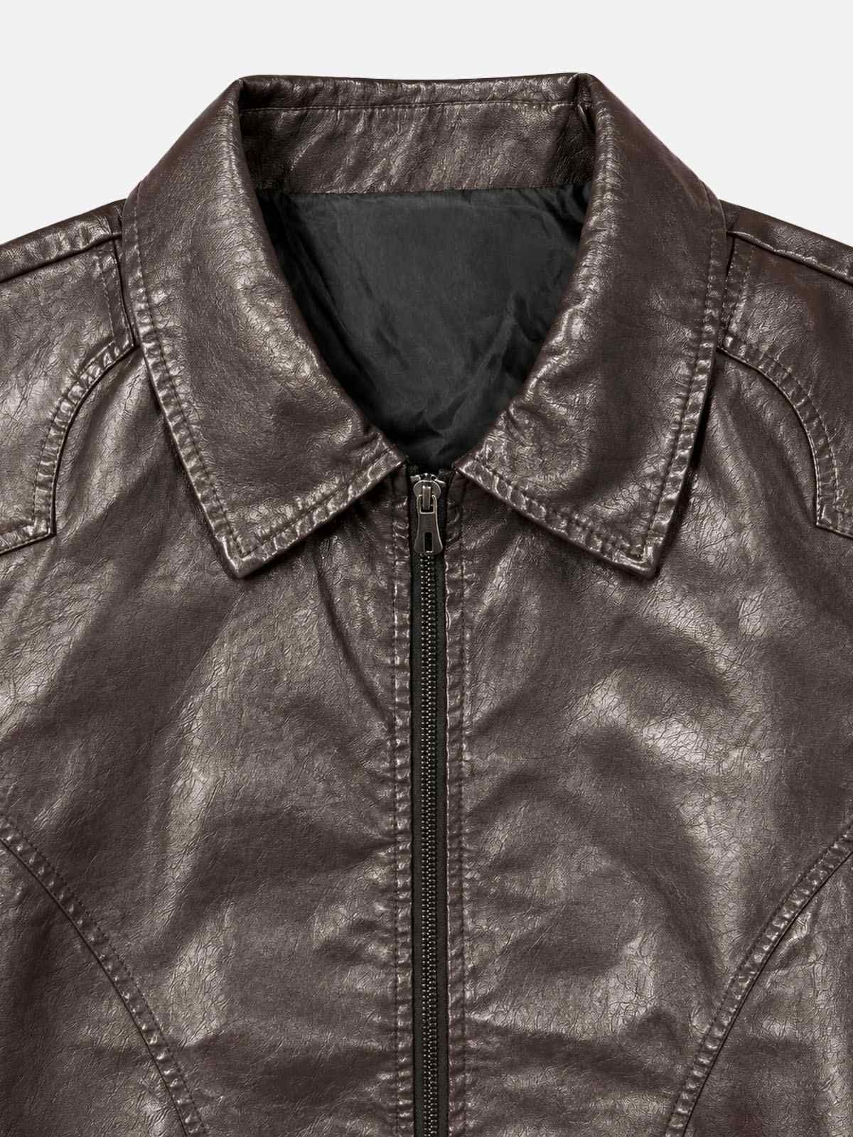 Men's Faux Leather Slim Fit Zip-Up Jacket Eleven Oasis
