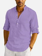 Men's Cotton Stand Collar Long Sleeve Shirt ElevenOasis
