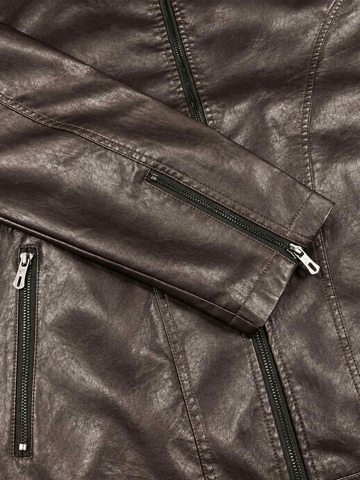 Men's Faux Leather Slim Fit Zip-Up Jacket Eleven Oasis