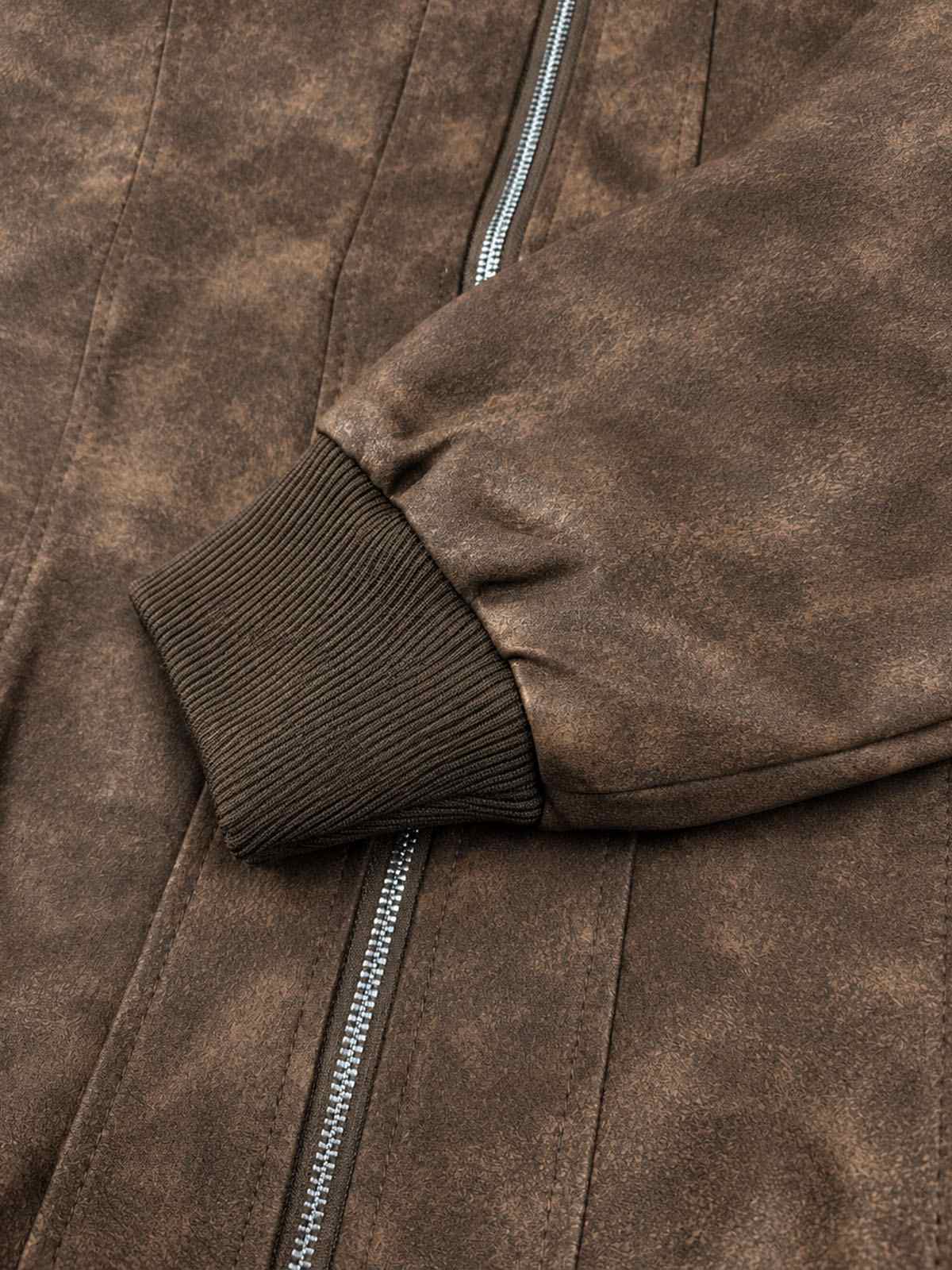 Men's Vintage Faux Suede Regular Fit Bomber Jacket Eleven Oasis
