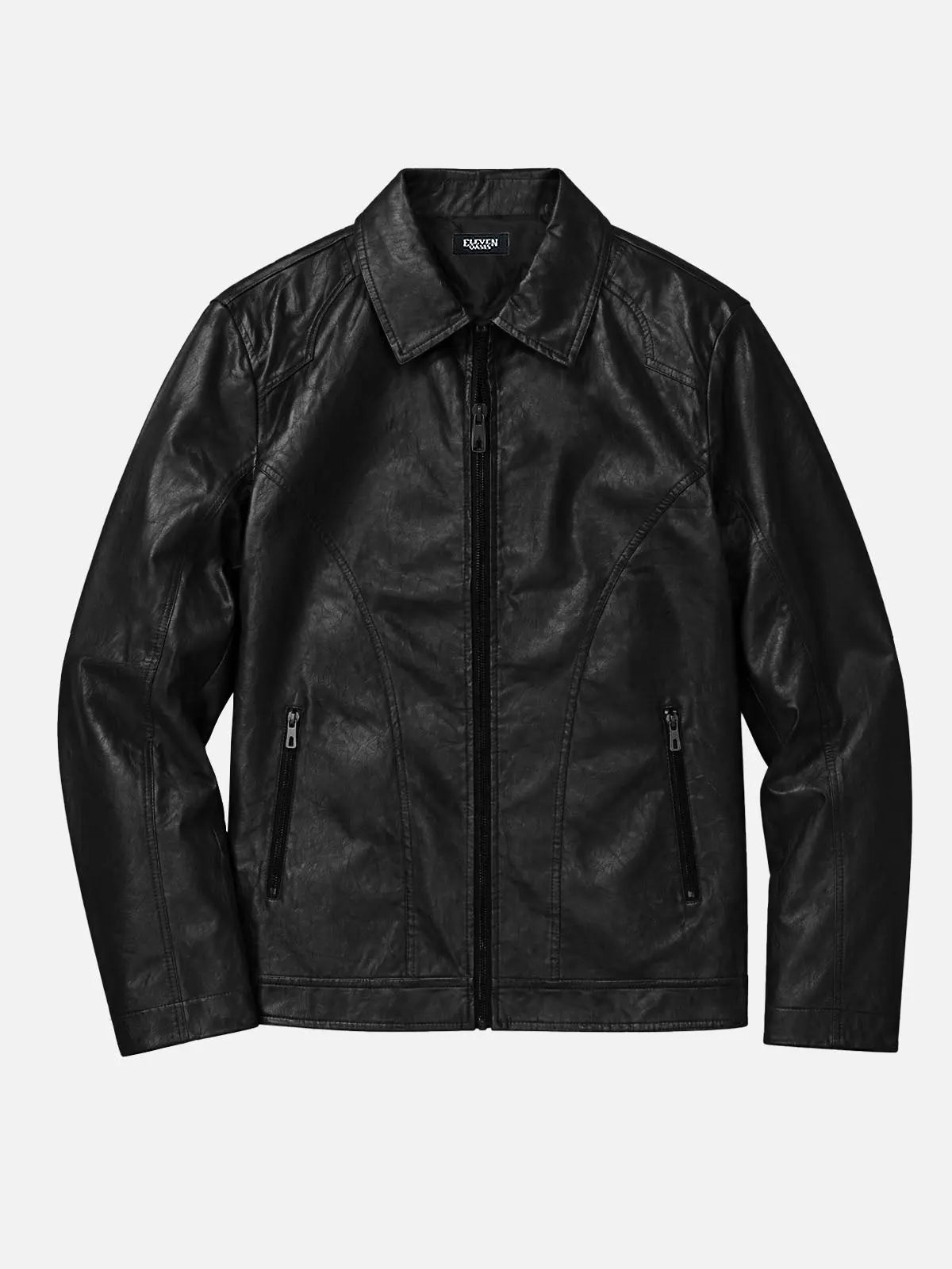 Men's Faux Leather Slim Fit Zip-Up Jacket Eleven Oasis