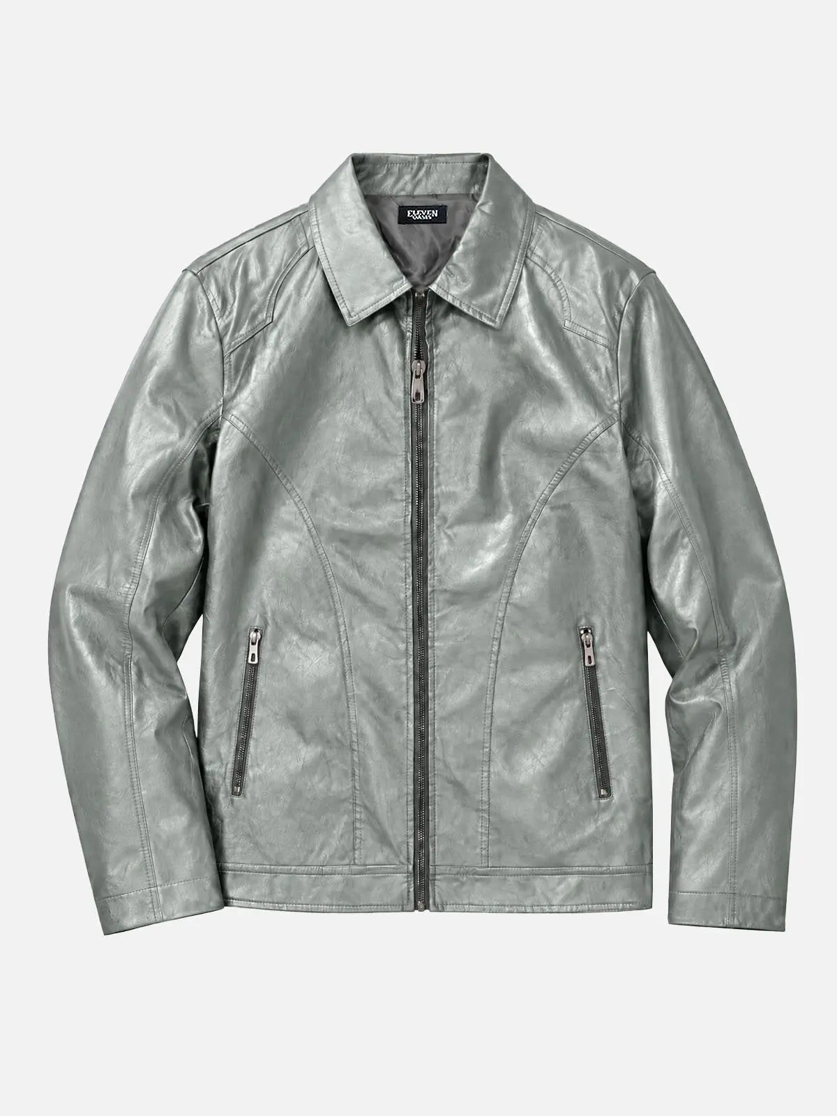 Men's Faux Leather Slim Fit Zip-Up Jacket Eleven Oasis