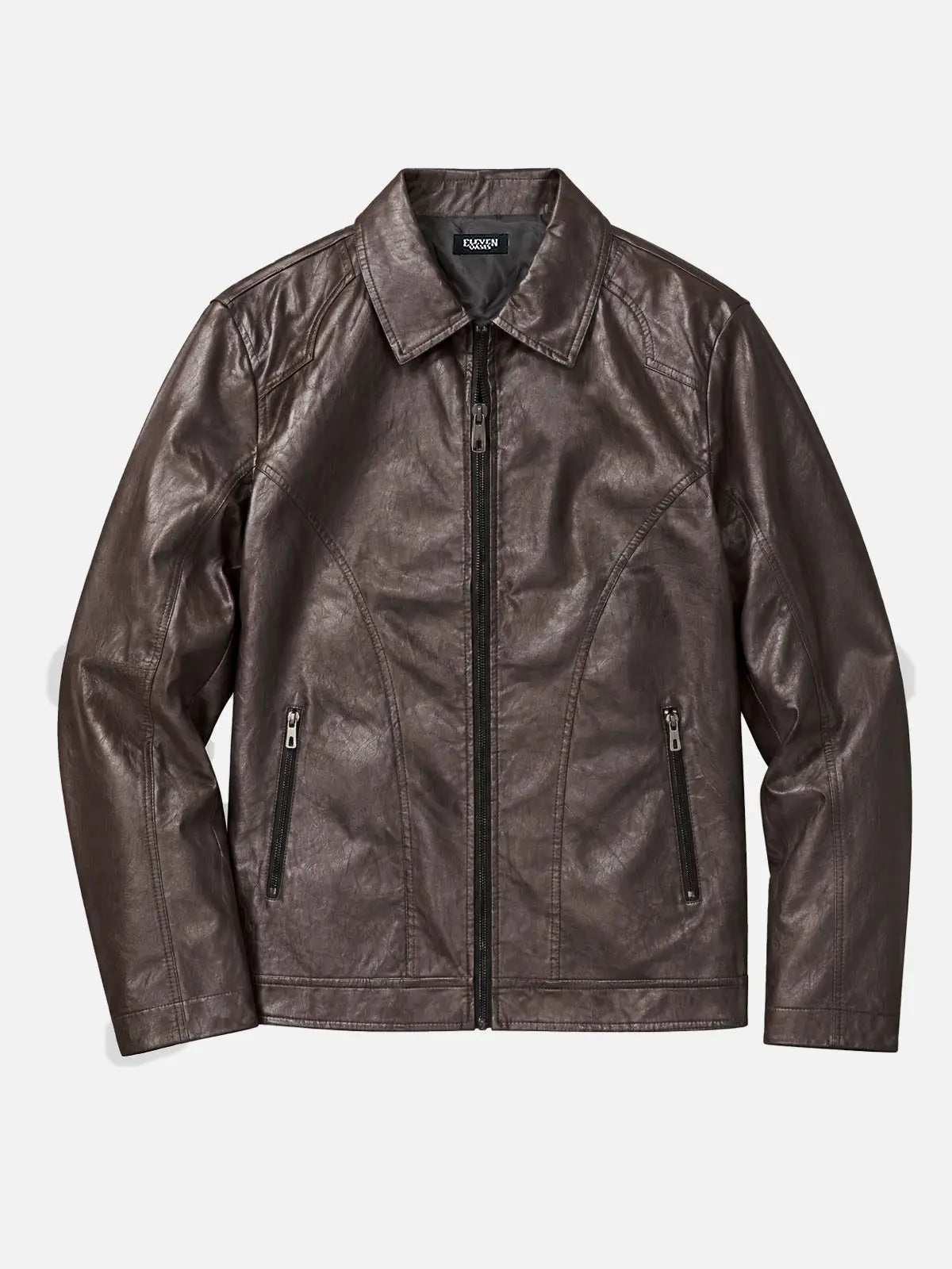 Men's Faux Leather Slim Fit Zip-Up Jacket Eleven Oasis