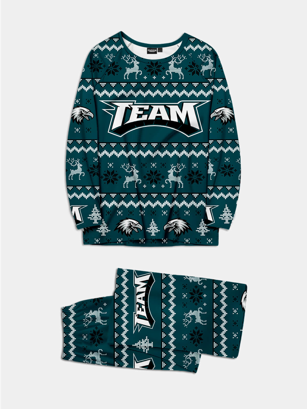 Custom American Football Team Pajama Set ¨C Midnight Green Eleven Oasis