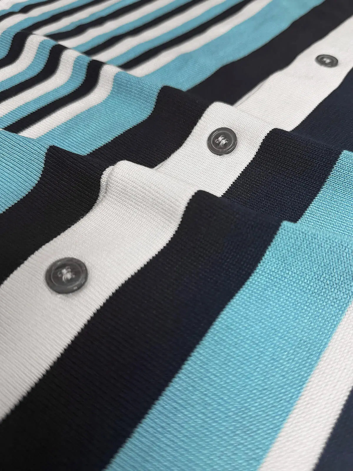 Men's Retro Stripe Knit Button Short Sleeve Shirt Eleven Oasis