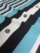 Men's Retro Stripe Knit Button Short Sleeve Shirt Eleven Oasis