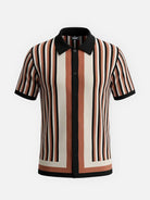 Men's Retro Stripe Knit Button Short Sleeve Shirt Eleven Oasis