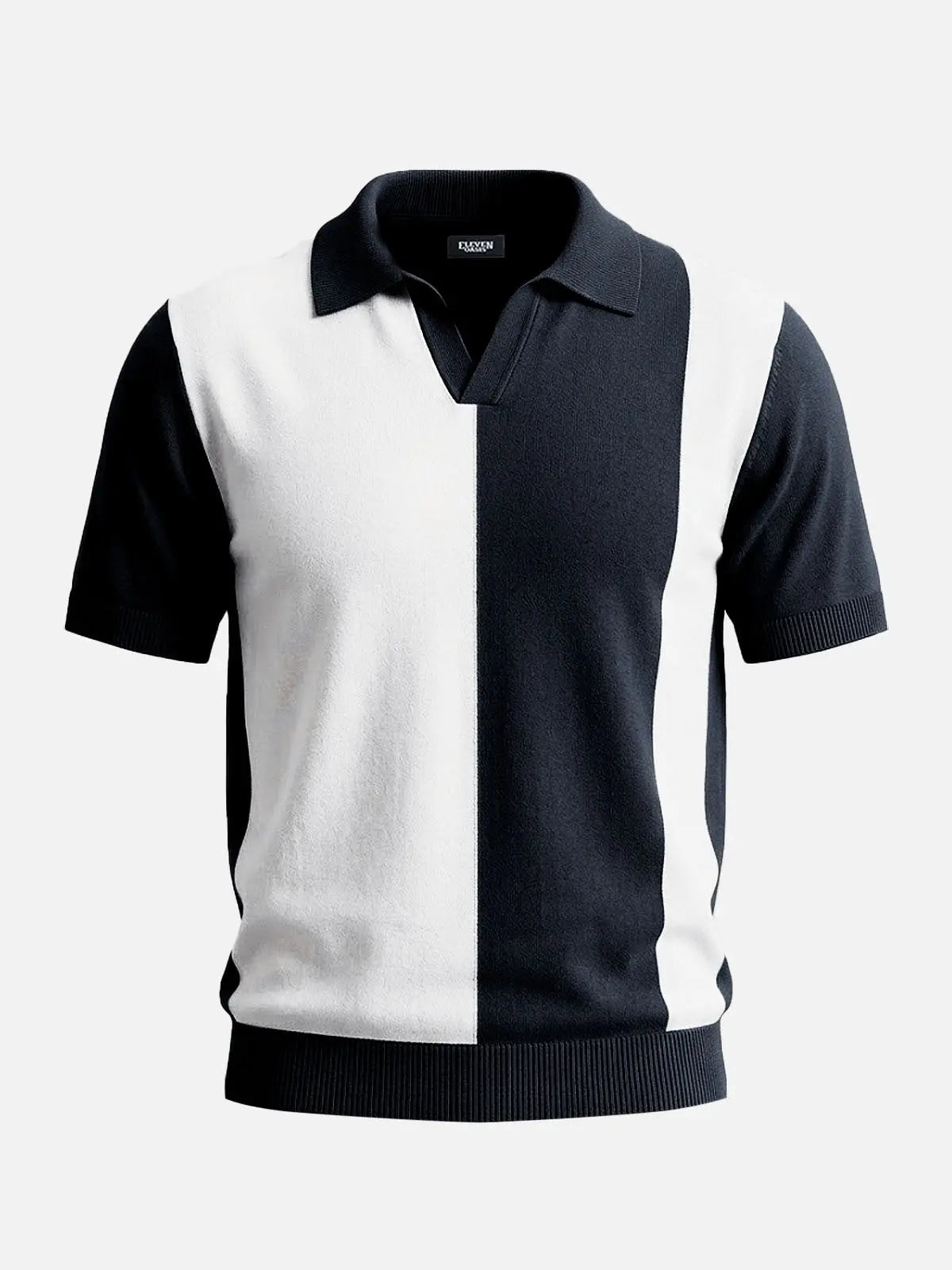 Men's Retro Color Block Knit Short Sleeve Polo Shirt ElevenOasis