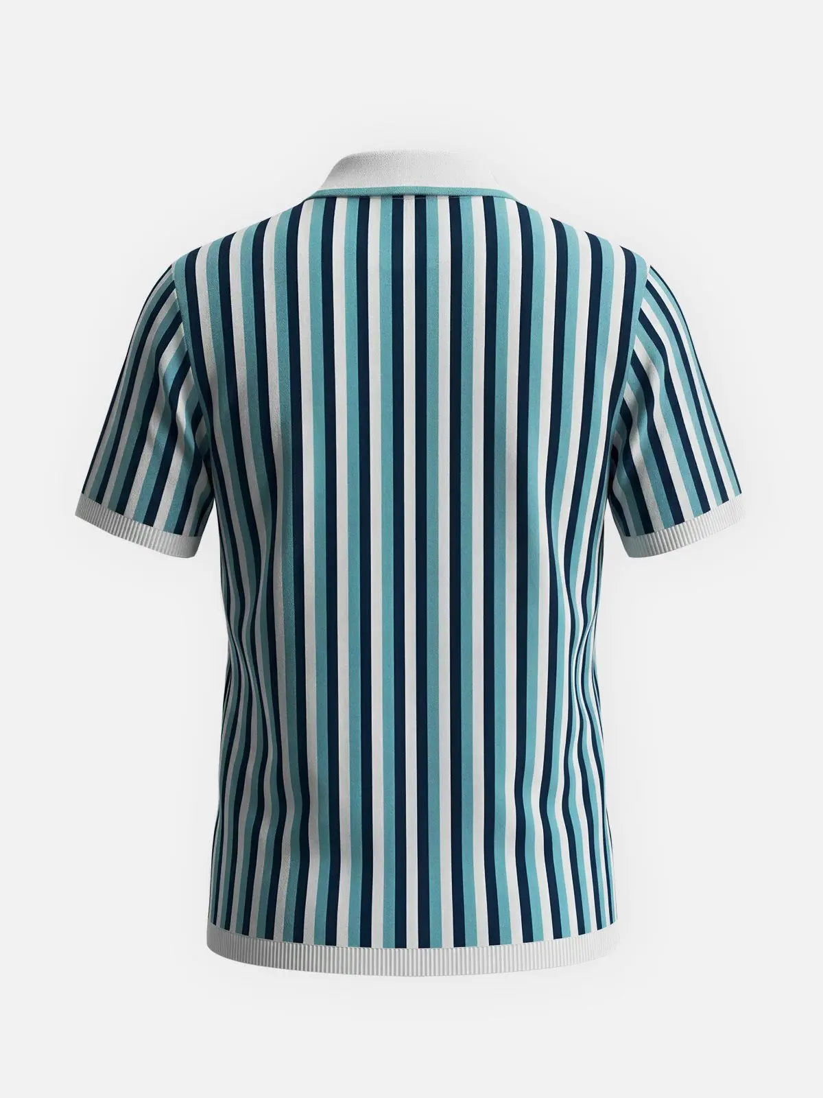Men's Retro Stripe Knit Button Short Sleeve Shirt Eleven Oasis