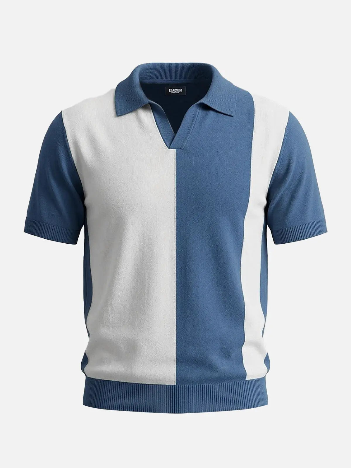 Men's Retro Color Block Knit Short Sleeve Polo Shirt ElevenOasis